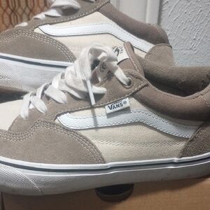 Vans Men's Tan and White Sneakers 10.5